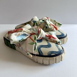 NEW FARM RIO Copacabana White Mule Sneaker with Bow Slip-on Women's Size 6.5 US